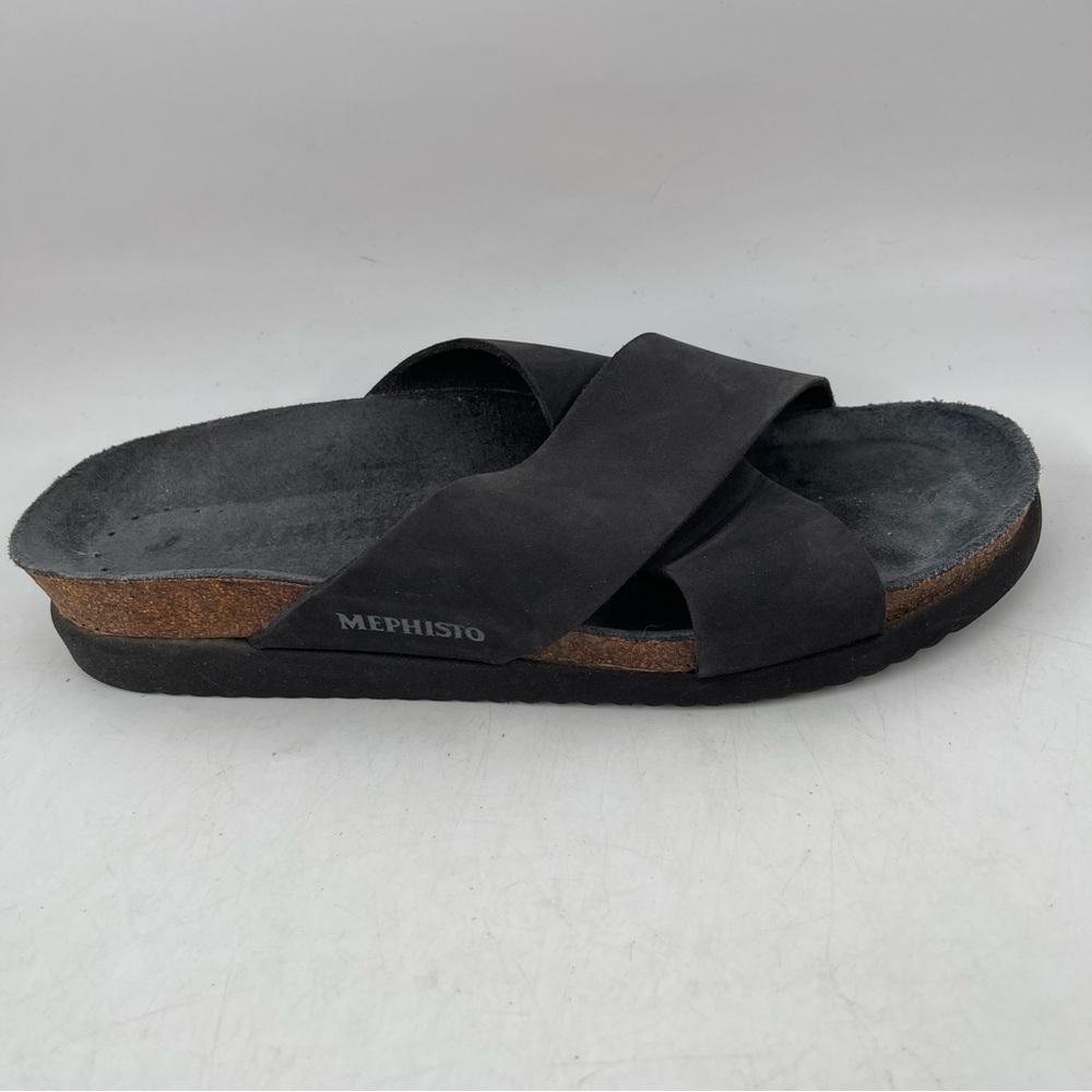 Mephisto Women’s Black Leather Criss Cross Straps - SZ 10 -Slide Sandal …
